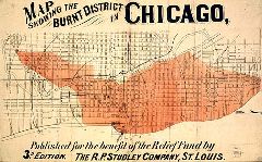 Map showing the burnt district in Chicago